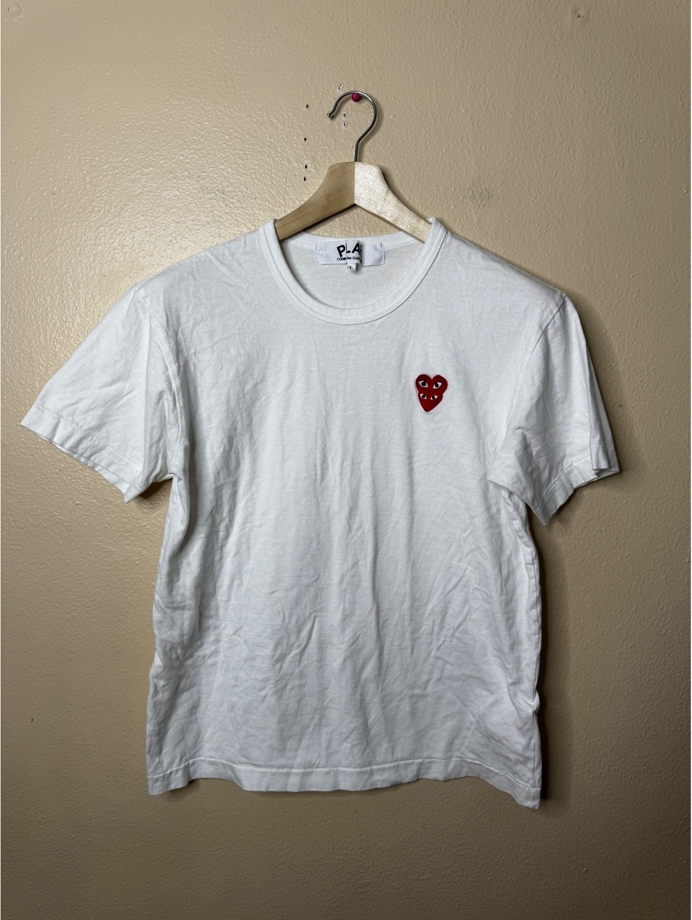 Comme des Garçons Play CDG Shirt Mens Large White Heart Logo Authentic